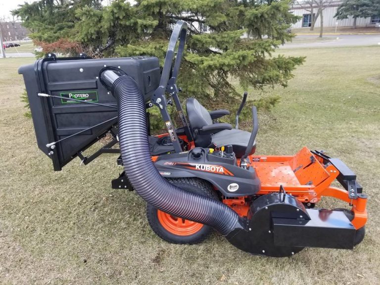 Kubota Grass Catcher Lawn Leaf Vacuum Dump From The Seat