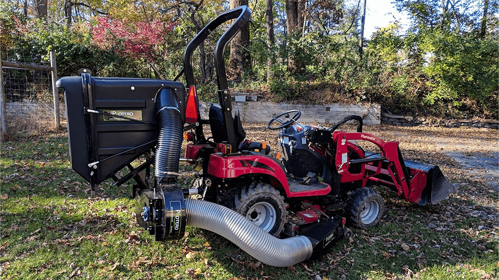 Bush Hog Bagger Protero PV18 PTO Grass Catcher (Shown on Mahindra)